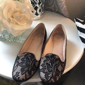 Black nude lace loafer